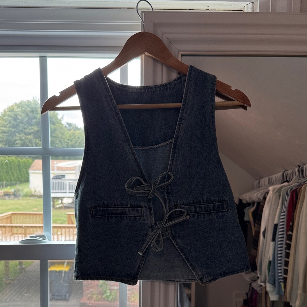 Denim Tie-Front Vest